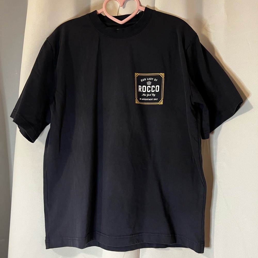 OUR LADY OF ROCCO Designed by MARIO CARBONE & LA LIGNE dark blue t-shirt Small